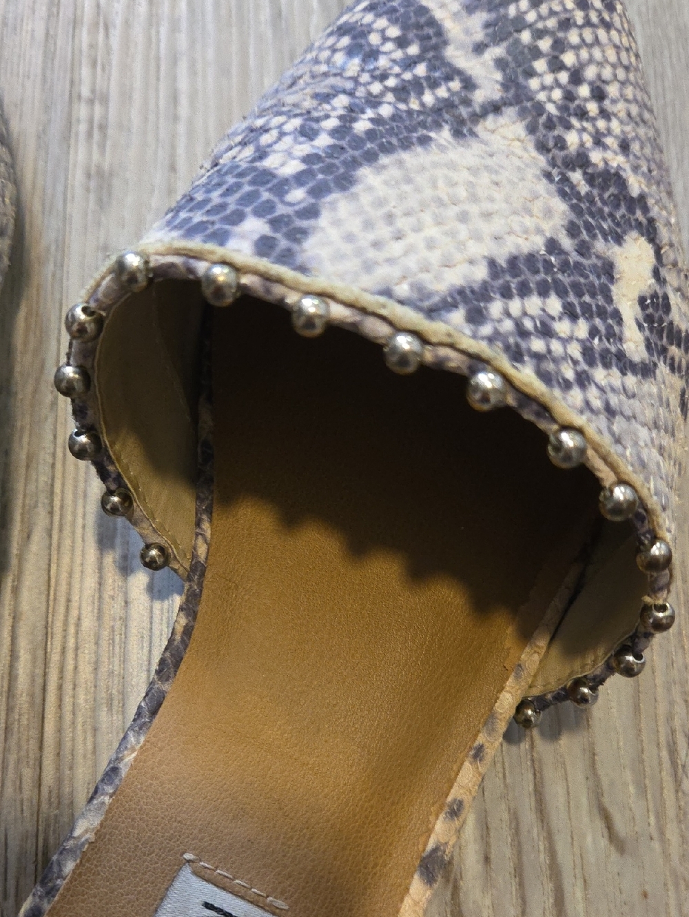 Steve Madden Snake-Print Pointed Slide Mules with Stud Trim - Picture 5 of 9